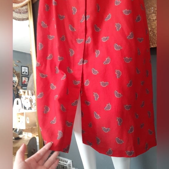 Vintage 1980's Red Paisley Print Midi Dress - Picture 14 of 16